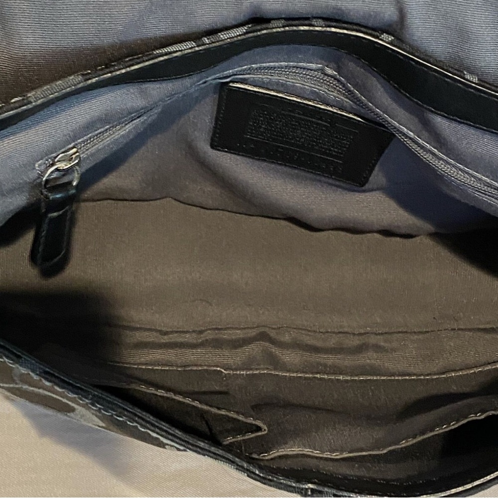 COACH Twist Lock Shoulder Bag - Black Canvas Leather Trim C0769-10993 - Picture 4 of 5